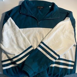 L.A. HEARTS Green and White Quarter-zip